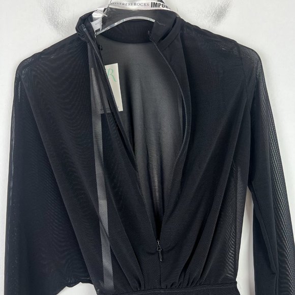 NWT Mistress Rocks Executive Black Mesh Draped Bodysuit Size XS NEW - Picture 10 of 11